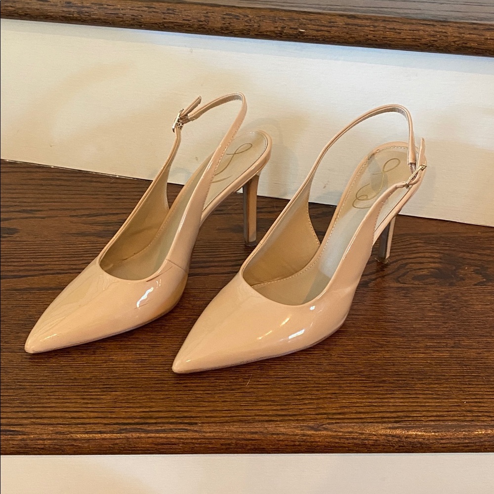 Sam Edelman Nude Patent Leather Slingback Heels
